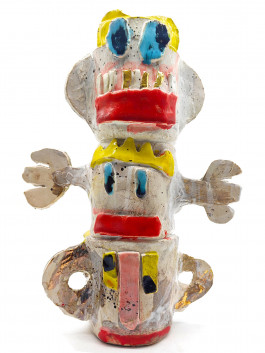 Handmade ceramic sculpture with playful stacked figures, unique artistic home decor piece Logo Progressive Present